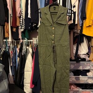 Wild Fable Olive Button-Up Jumpsuit
